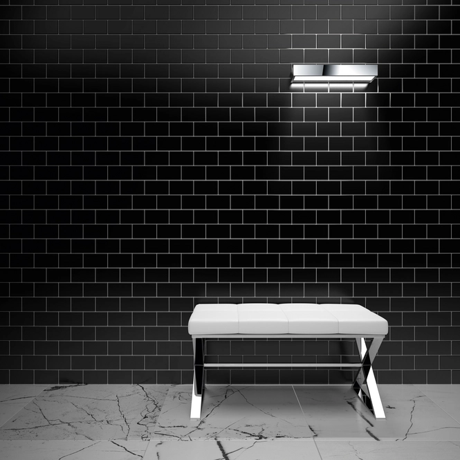 Badezimmerhocker Decor Walther Leder Chrom Weiß | Handtuchhandel